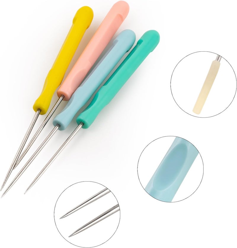 Ceukius 12Pcs Plastic Handle Leather Sewing Awl for Sewing DIY Handicrafts, Tailors Awl,Stitching Sewing Tool - Image 5